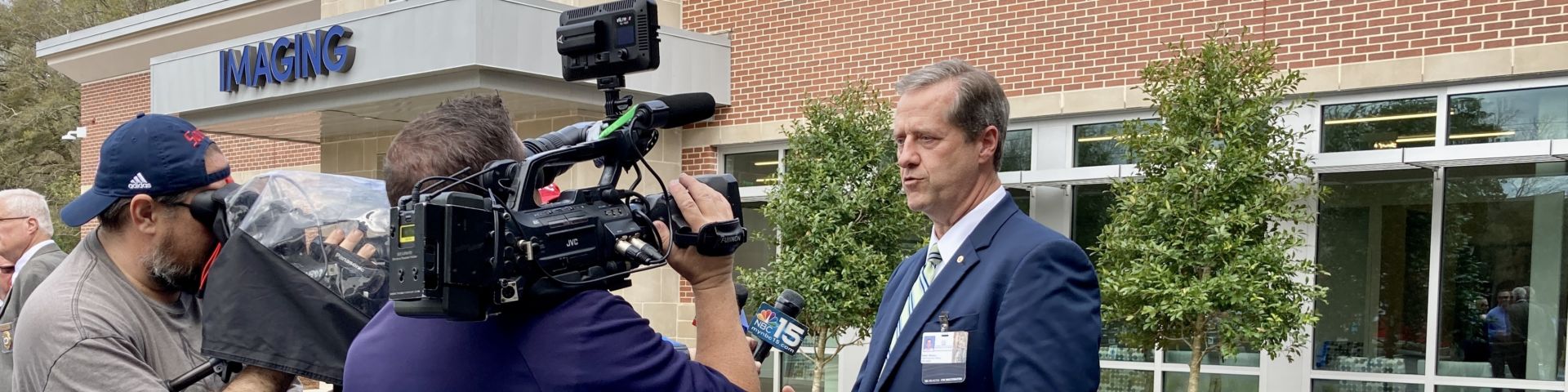 Media interview outside Freestanding Emergency Department
